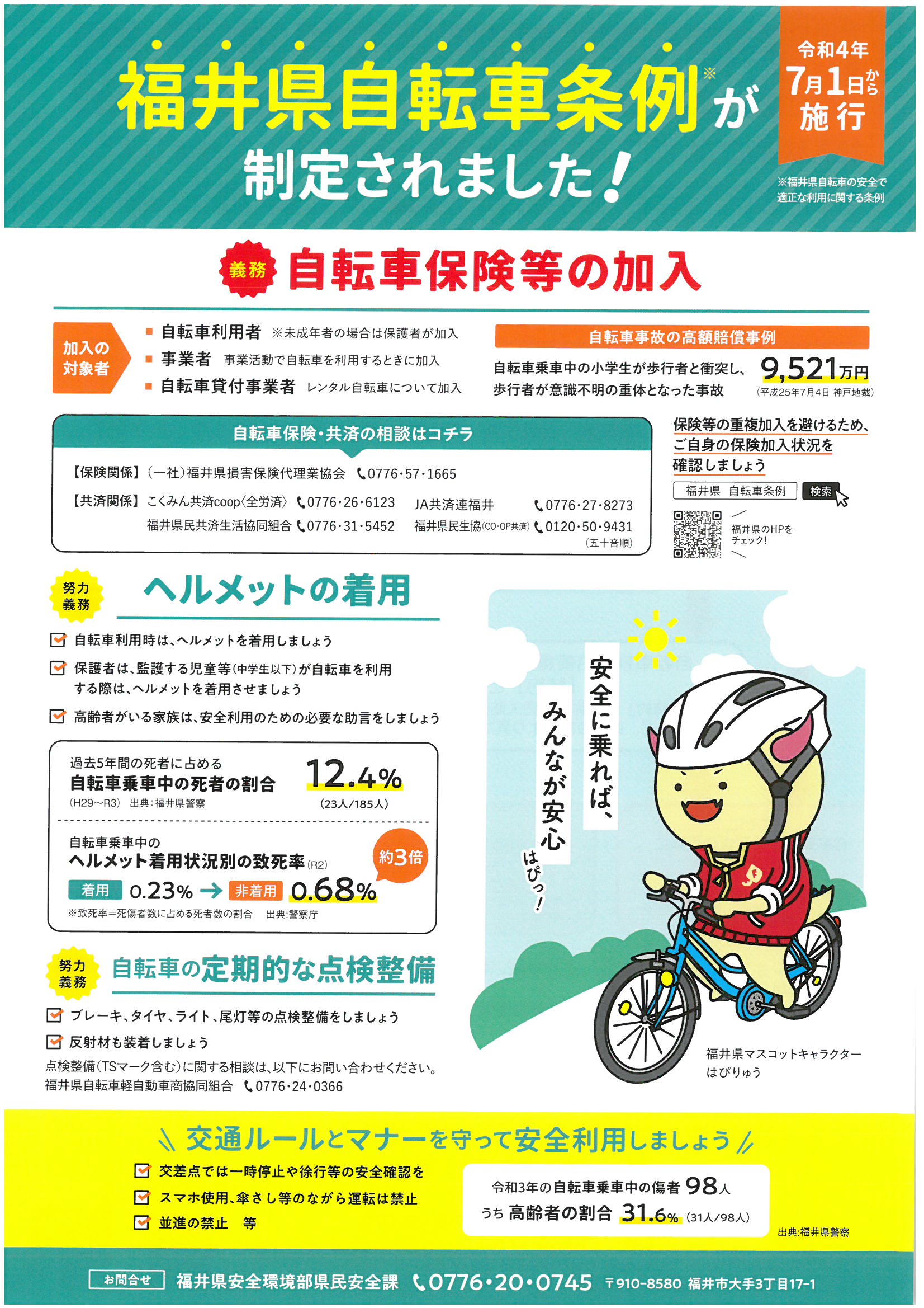 福井県自転車条例が施行されました！ - 有限会社サカシタ保険